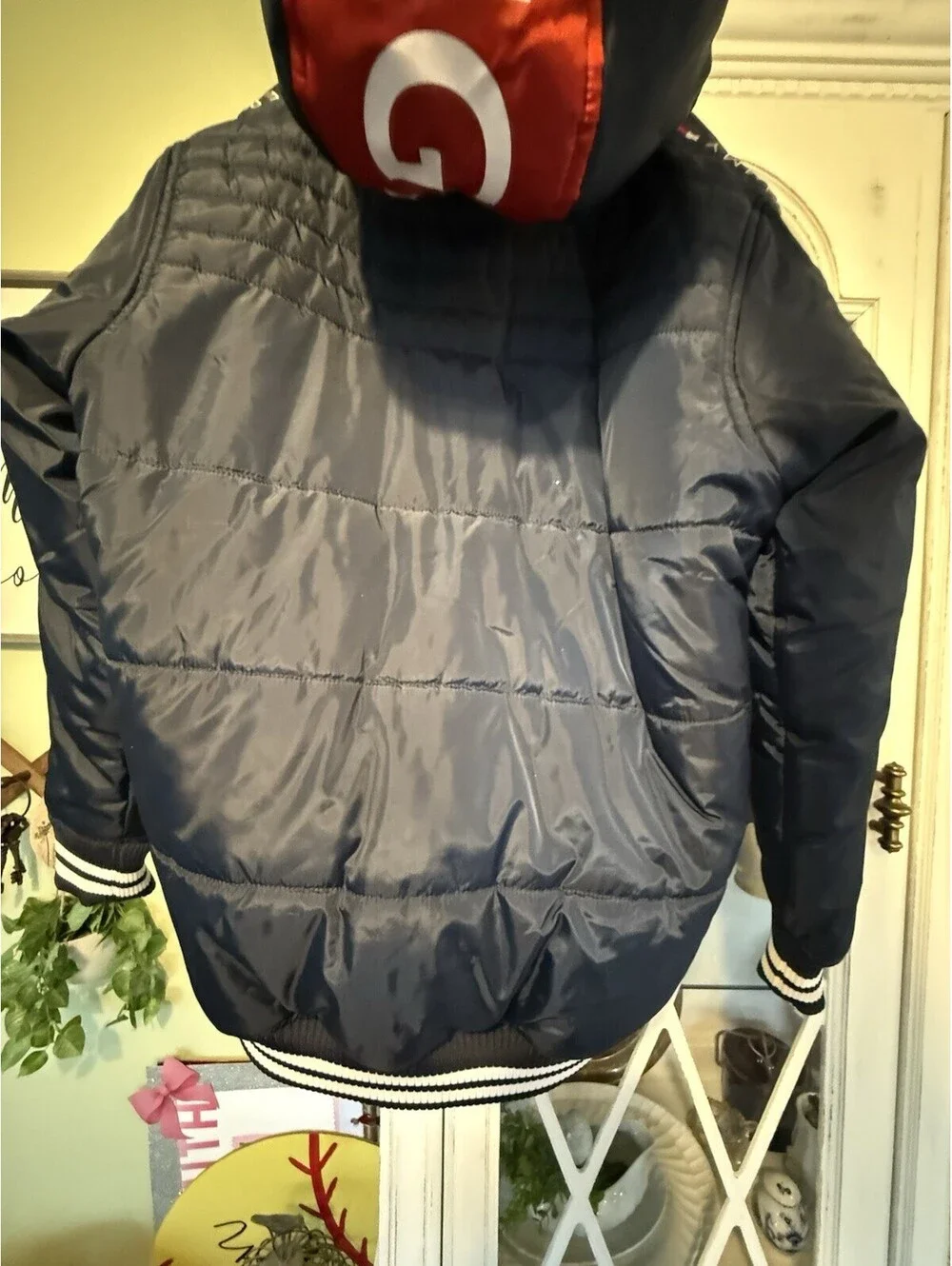 Boys Tommy Hilfiger Navy Hooded Puffer Jacket athletic fleece Lined  Size 14/16